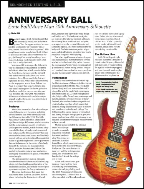 Ernie Ball Music Man 20th Anniversary Silhouette guitar review article print