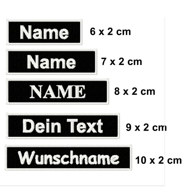NAMENSSCHILD GESTICKT MIT Wunschtext Aufnäher Patch DEIN TEXT TEKCT