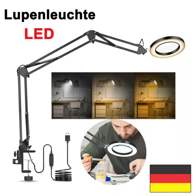 72 LED Lupenleuchte Schreibtischlampe 8 Dioptrien mit 3 Typ Farblicht Lupenlam