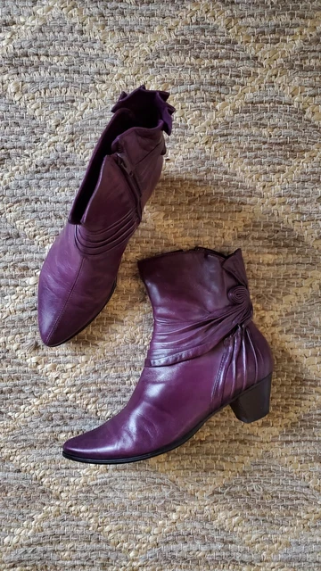 Everybody BZ Moda Violet Purple Pleated Leather Block Heel Ankle Boots Women 8 Everybody BZ Moda Violet Purple Pleated Leather Block Heel Ankle Boots Women 8