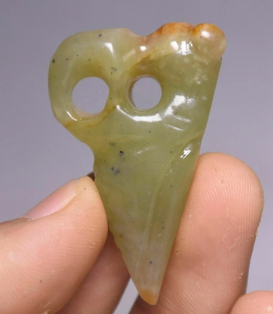 4CM Old Chinese Hongshan Culture Hetian Jade Fengshui Bird Beast Amulet Pendant