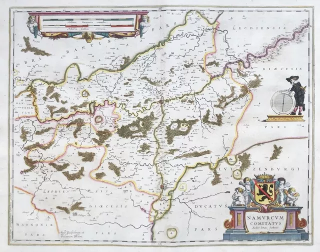 Namur Dinant Belgique Carte Gravure Map Carte Blaeu 1640