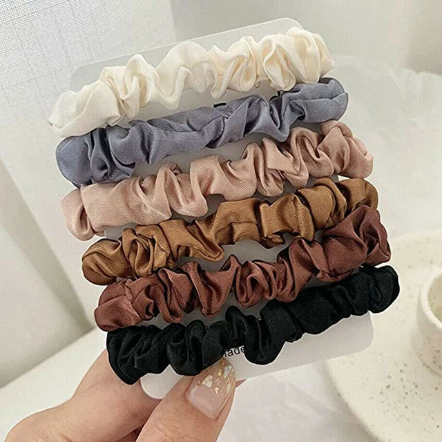 6pcs Elastic Ties Hair band Silk Scrunchie Satin Handband Hair Band Accessories