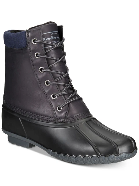 WEATHERPROOF VINTAGE Mens Black Camouflage Mixed Media Pull Tab Waterproof Adam Ll Round Toe Lace-Up Duck Boots M