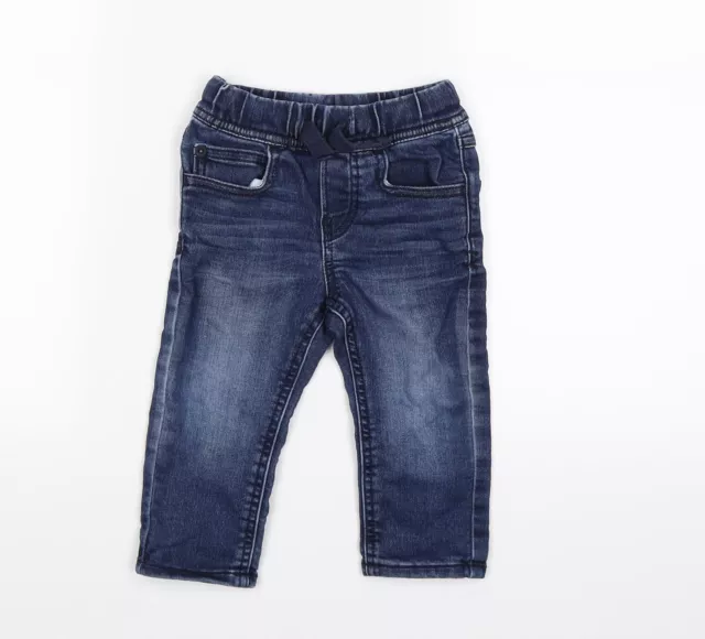 Gap Baby Blue Cotton Capri Jeans Size 12-18 Months Drawstring