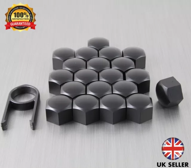 20 Car Bolts Alloy Wheel Nuts Covers 17mm Black For Abarth 500 595