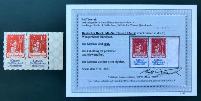 Deutsches Reich  Mi.Nr. 234IV Postfrisch Befund Rolf Tworek