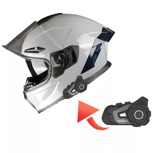 1Storm Motorcycle Full Face Helmet Dual Lens/Sun Visor + Bluetooth Headset