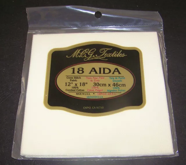 Aida Cloth Ivory Cream Cross Stitch Embroider 12 x18" 18 Count New Sew Fabric