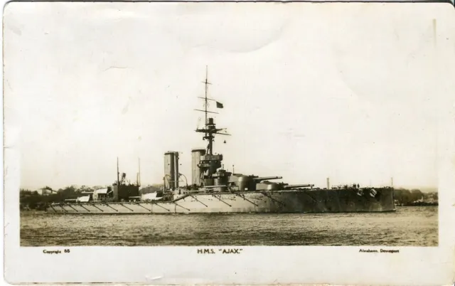 HMS Ajax (1912) Primera Guerra Mundial Royal Navy acorazado RP postal publicada 1926