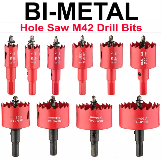 Bi metal Hole Saw 15mm-200mm Drill Bit Arbor Pilot Hole Saw Metal Wood Plastic✅