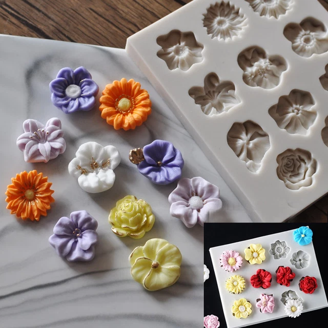 Silicone Flower Lace Fondant Mould Cake Rose Plants Decorating Baking Icing Mold