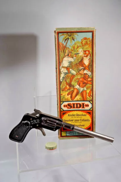 uralt Sidi Kinder-Revolver aus Blech für Amroces in originaler Box