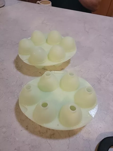 2-Vintage Jello Jiggler Easter Egg Mold Gelatin Shot Oval 6 Molds Pale Green