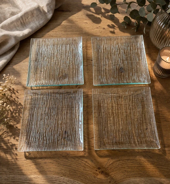 Assiettes à dîner en verre à fleurs KIG Malaysia Mid-Century Modern - 8 pièces - France