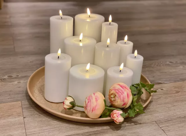 LED-Kerze - Weiß, Deluxe Homeart, flackernde Kerzen, Fernbedienung erhältlich