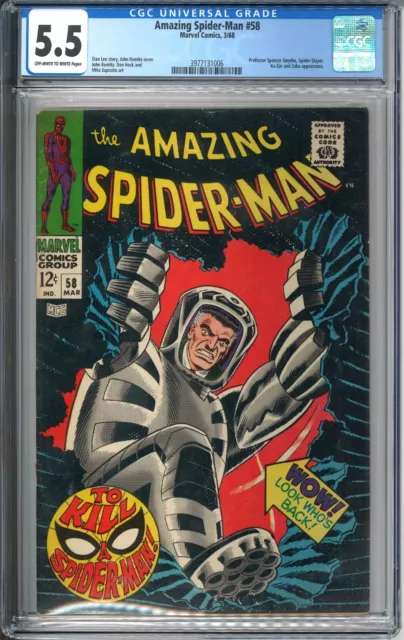 Amazing Spider-Man #58 CGC 5.5 FN- OWW 1968 3/68 Marvel Comics Stan Lee MCU