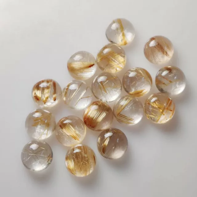[Wholesale] Golden Rutile Cabochon Round Shape Loose Gemstone