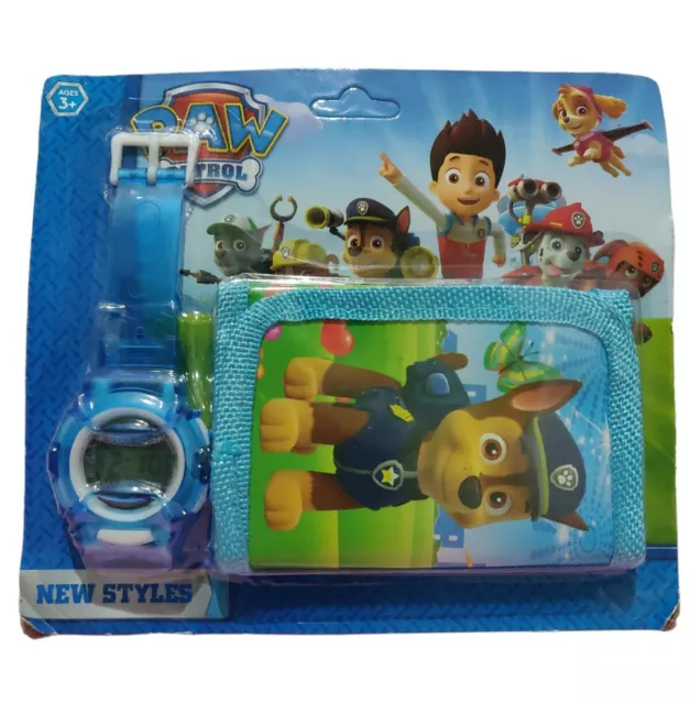 Kids Paw Patrol Trifold Wallet And Digital Watch Happy Birthday Gift Set For...