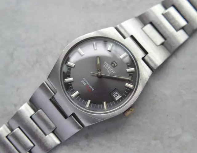 1972 Vintage Tissot PR516 Automatic Day Date Grey Dial Steel Rare Watch