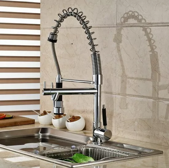 Chrome Swivel Hand Pull Out Spray Faucet Kitchen Spring Sink MIxer Tap Dsf078