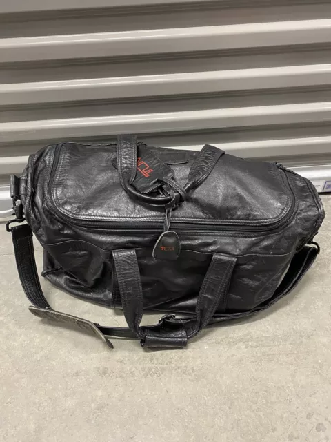 TUMI Leather Carry On Cabin Bag Overnighter Duffle Vintage