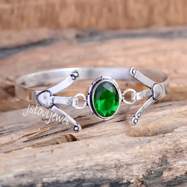 Bracelet Manchette En Argent Sterling 925 - Pierre De Lune Naturelle, Réglable, Fait Main En Inde
