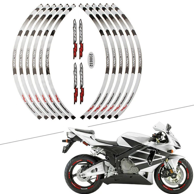 White Motor Rim Stripes Wheel Decals Tape Stickers for HONDA REPSOL HRC CBR RR