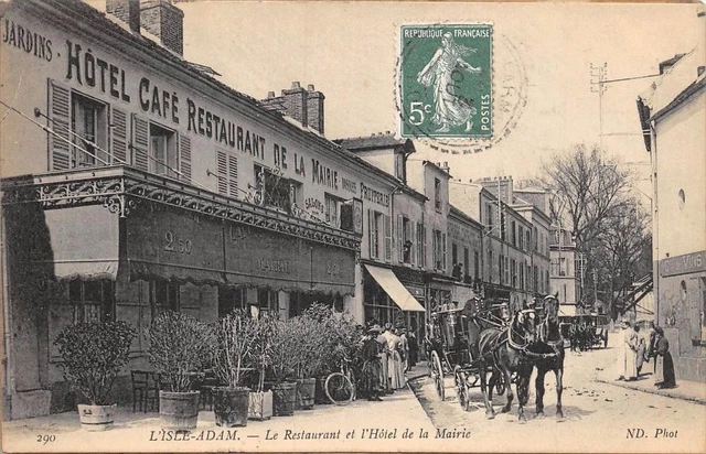 Cpa 95 L'isle Adam Le Restaurant Et L'hotel De La Mairie