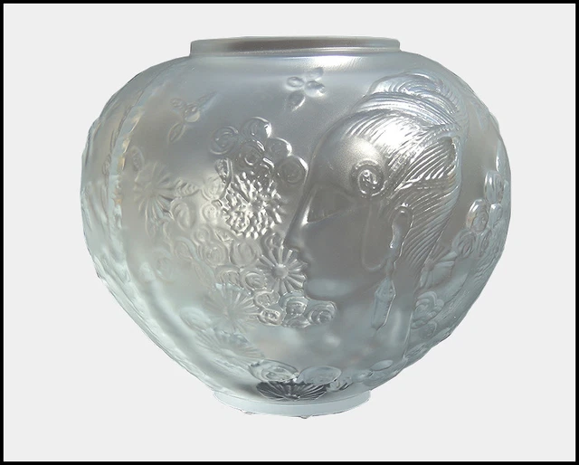 Erte Original Cristal Cuenco Flor Among Flores Firmado Art Déco Raro