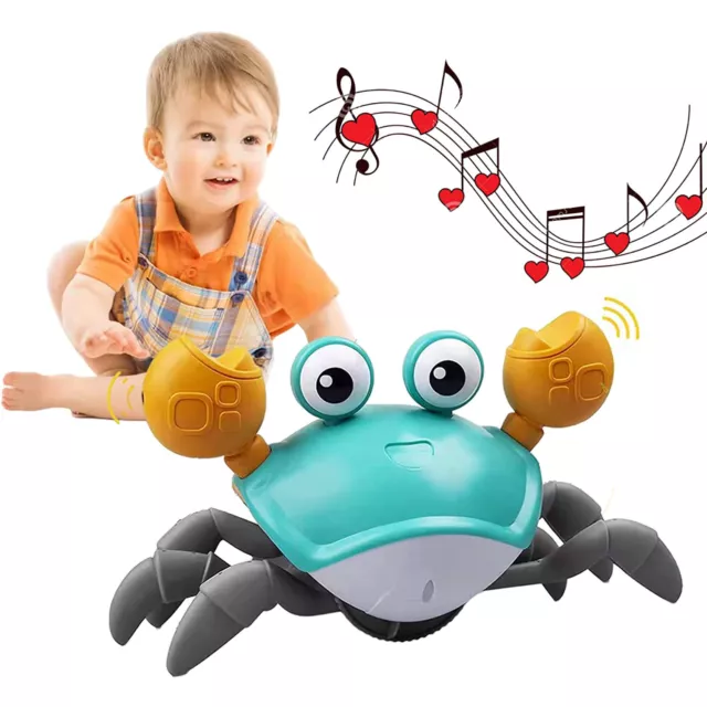 Baby Krabbelnde Krabbe Spielzeug,Sensorik Tanzende Krabbel mit Musik Leuchten DE