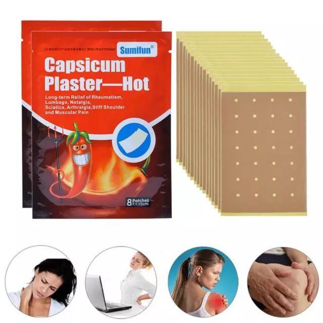 2 Pack Capsicum Plâtre Chaude Secours Coller Patches 10x7cm pour Les