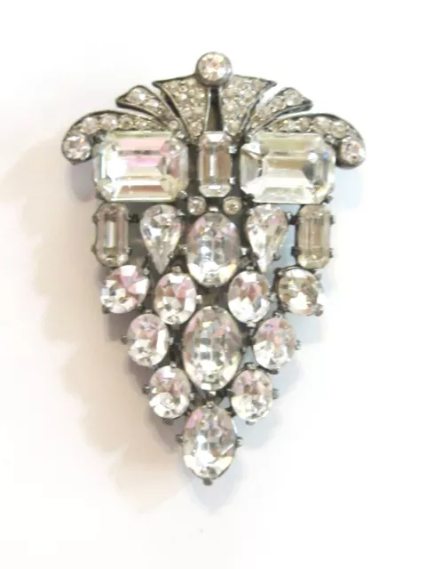 Big Huge Massive Vintage Eisenberg Original 1935-1945 Rhinestone Dress Clip #2 3