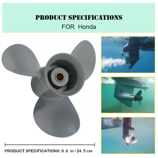 For Honda 25-30HP Aluminum Outboard Propeller 9 7/8x11 10 Tooth 58130-ZW2-F31ZA 2