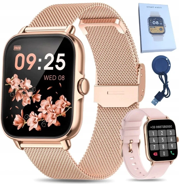 Smartwatch Damen Waterproof Deutsch Pulsoximeter Wasserdicht 2 Armbänder gratis