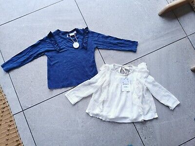 2 new with tag Zara girls tops blouses tshirts long sleeves raffles size 3-4 yrs