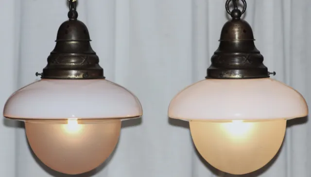 ASEA Viktoria Acorn pendant light, Priced each, Pair available, 1920s, opaline