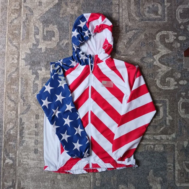 Trademark Brooklyn Cloth MFG Co USA Flag Hoodie Windbreaker Size Large