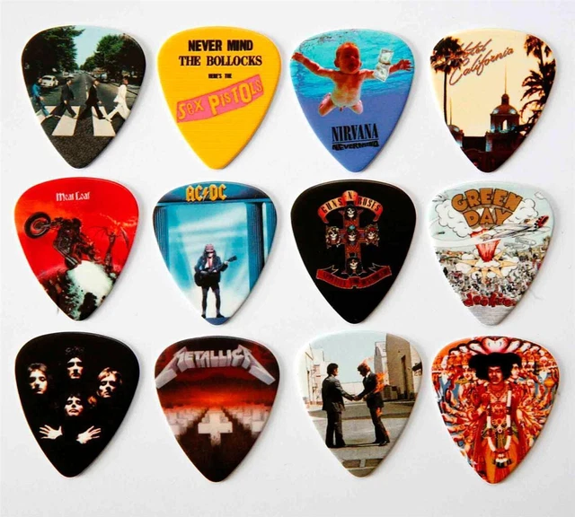 12 Famous Album Covers on Guitar Plectrums - Packet of 12 Premium Picks