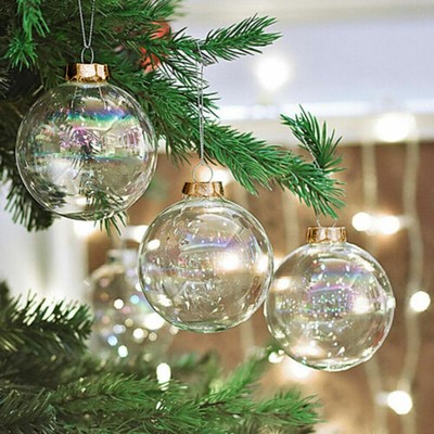 EDG Addobbo Albero di Natale Sfera Pallina Palla ?12cm Vetro Trasparente con LED 