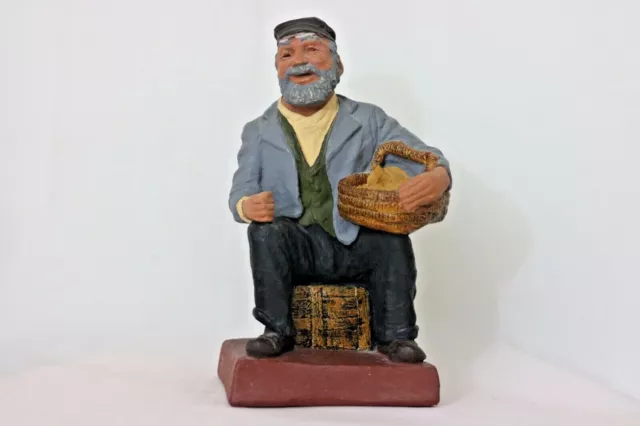 David Kaplan 1969 Sculpture of a Man with Basket Chalkware Judaica Art 217/500