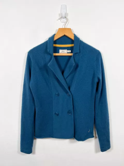 Joules Cashmere Cardigan Womens 12 Teal Blue Sweater Buttoned Boxy Knit Pomfrey