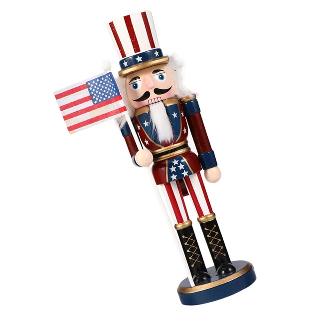 Figurine Casse-Noisette Soldat Américain En Bois - 25 Cm - Décoration De Noël Pour étagère, Table Ou Cheminée