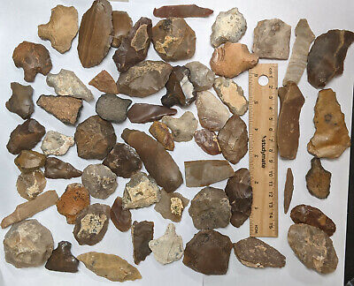 800 Grams NEOLITHIC & PALEOLITHIC Stone age Tools and Artifacts (#F808)