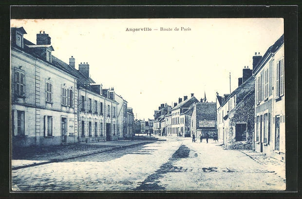 CPA Angerville, Route de Paris, Hôtel de France
