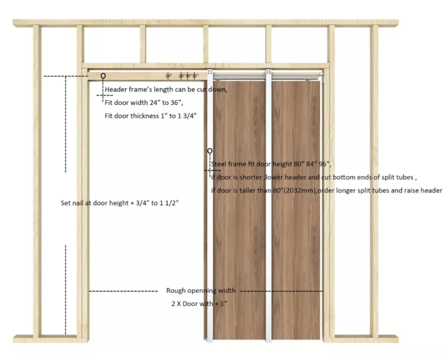 DIYHD Pocket Door Frame Kit with Two-Way Soft Close Mechanism for 2X4 Stud Wall 2