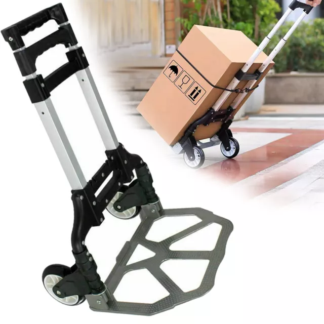 Aluminium Folding Cart Dolly Push Truck Hand Collapsible Trolley Luggage 170 lbs