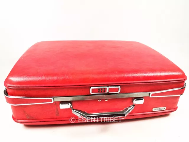 Vintage American Tourister TIARA Red Suitcase Luggage Hardshell 15" by 21" by 6"