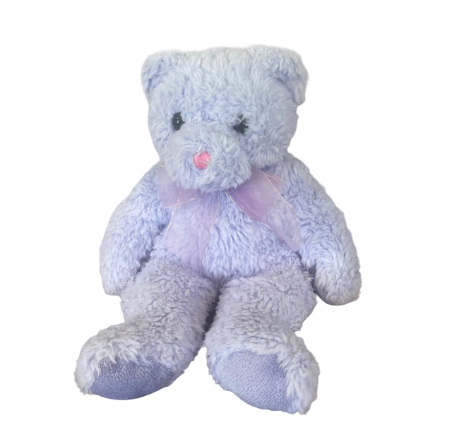 Ty Beanie Buddy LILAC Teddy Bear Large 14" Sparkly Purple Bow 2003 NWT Classic