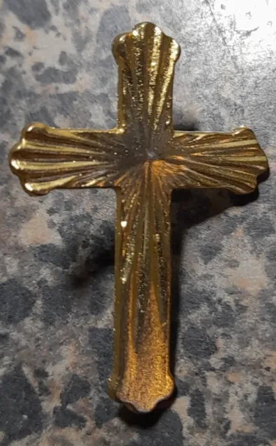Cross Gold Tone Medal Pin